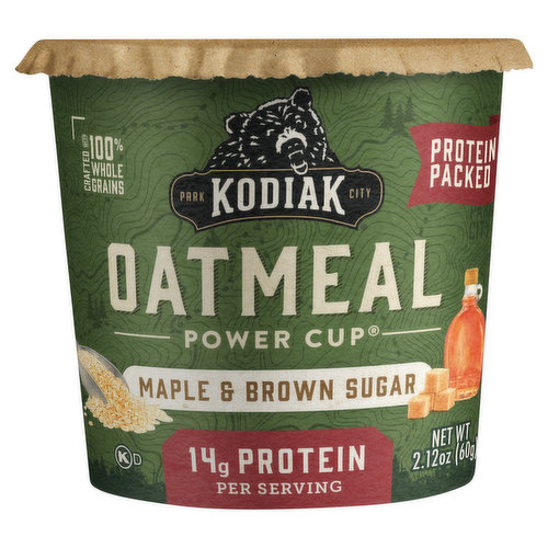 Kodiak Power Cup Oatmeal, Maple & Brown Sugar, Protein Packed