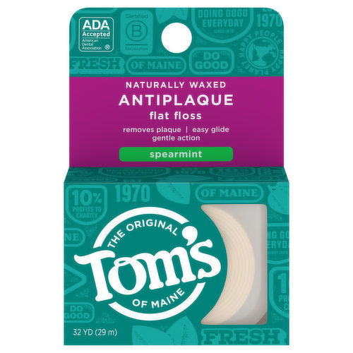 Tom's of Maine Flat Floss, Antiplaque, Spearmint