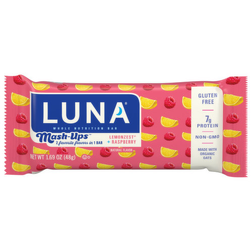 Luna Mash-Ups Nutrition Bar, Whole, Lemonzest + Raspberry