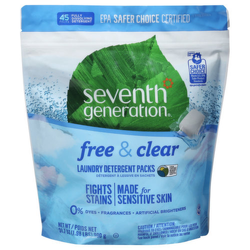 Seventh Generation Laundry Detergent Packs, Free & Clear