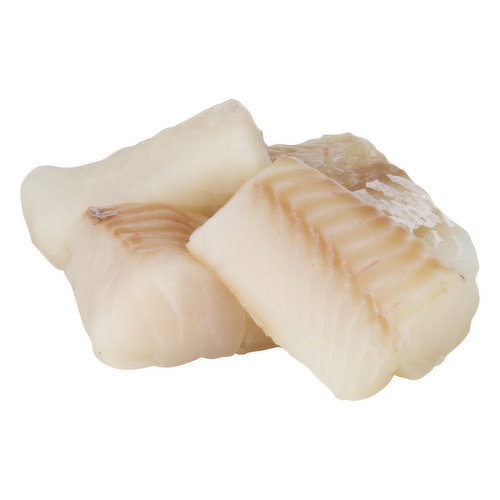 Fresh Fish Fillets in Water. Raw Cod Fish Steaks in Bucket. Food