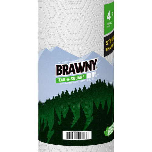 Brawny Tear-A-Square Paper Towels, Double Rolls - 8 rolls