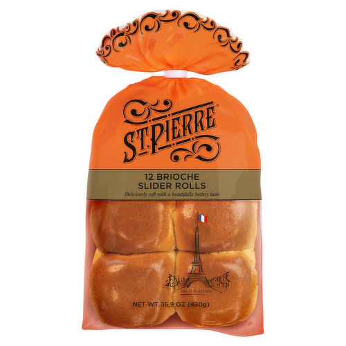 Deliciously soft with a beautifully buttery taste. French recipe. At St Pierre, we bake our soft, slightly sweet, buttery tasting light brioche using six centuries of French know-how (or savoir-faire) and a belief that everyday should be magnifique!