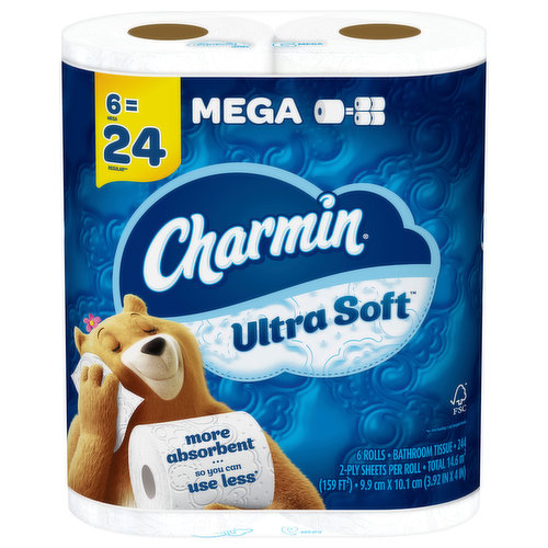 Charmin Ultra Soft Bathroom Tissue, Mega Rolls, 2-Ply