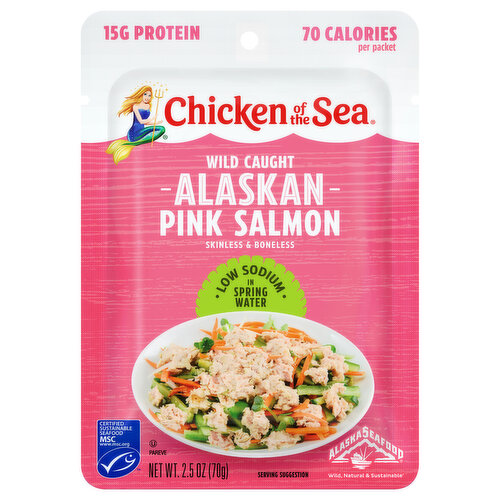 Chicken of the Sea Pink Salmon, in Spring Water, Low Sodium, Alaskan, Skinless & Boneless, Wild Caught