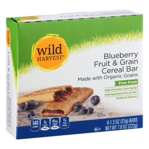 Per 1 Bar: 140 calories; 0 g sat fat (0% DV); 85 mg sodium (4% DV); 17 g total sugars. Certified organic by Quality Assurance International, Inc. Made with organic grains. Free from: high fructose corn syrup; hydrogenated fats & oils; artificial flavors. Live free with wild harvest. Wild harvest is a complete selection of food products that are free from more than 140 undesirable ingredients. Our products are pure and simple because they're flavored and colored from natural sources not synthetic and created to know what's inside, you're free to enjoy lush salad blends, yummy chocolate chip cookies, milk, and more. It's easy to love fantastic foods that nourish growing bodies and fit your budget, everyday. 100% Quality Guaranteed: Like it or let us make it right. That's our quality promise. mywildharvest.com. To learn more about wild harvest products, including our fll line of organic products, and for recipes, please visit www.mywildharvest.com.
