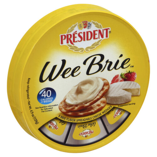 President Wee Brie Cheese Wedges, Spreadable, Brie Flavor