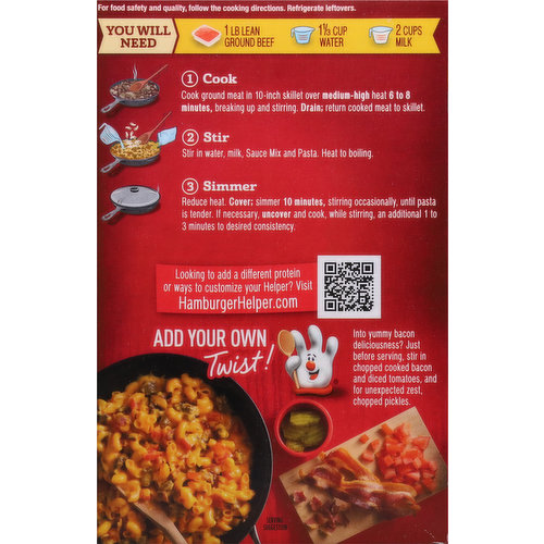 Hamburger Helper Pasta & Sauce Mix, Double Cheeseburger Macaroni