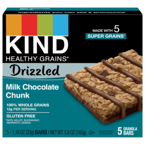 Kind Healthy Grains Granola Bars, Milk Chocolate Chunk, Drizzled