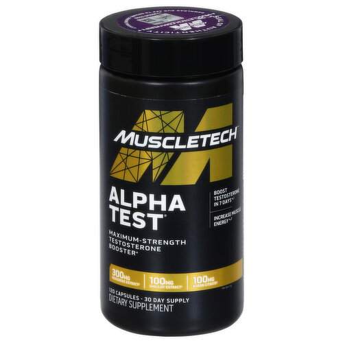 MuscleTech Alpha Test Testosterone Booster, Maximum-Strength, Capsules