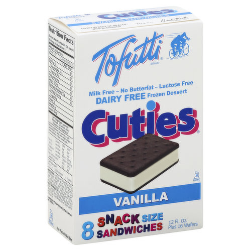 Tofutti Cuties Frozen Dessert, Dairy Free, Cuties, Snack Size Sandwiches, Vanilla