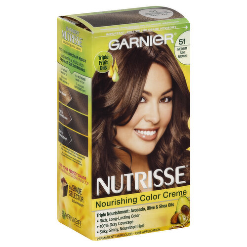 Nutrisse Nourishing Color Creme Permanent Haircolor, Cool Tea, Medium Ash Brown 51