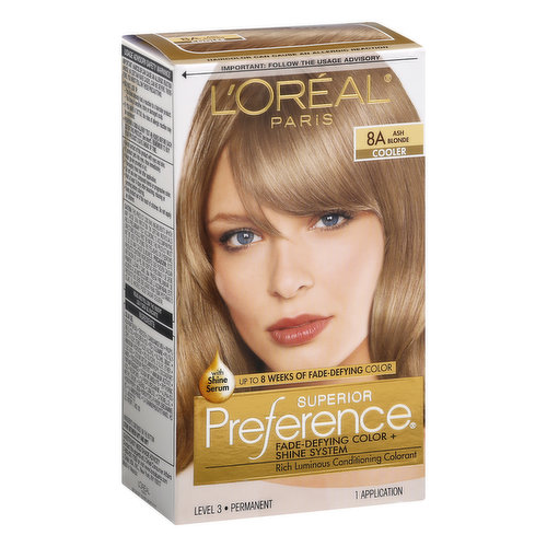 L'Oreal Superior Preference Permanent Haircolor, Ash Blonde A8, Cooler