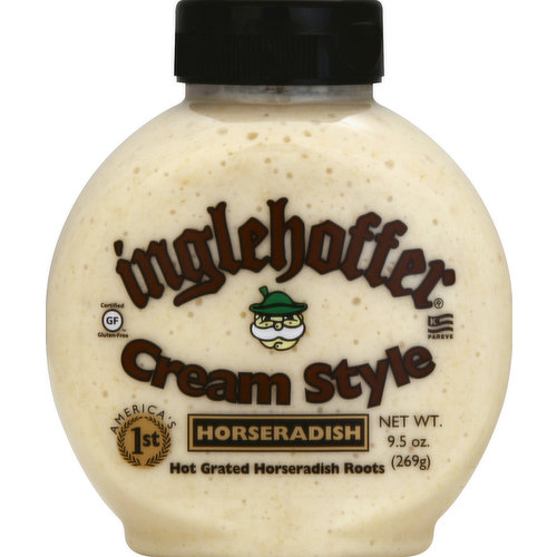 Hot grated horseradish roots. Certified Gluten-free. America’s 1st creamy horseradish. Family owned since 1929. Facebook: beaverfoods.com.