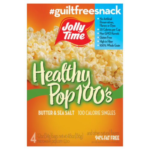 Jolly Time Healthy Pop 100's Popcorn, Microwave, Butter & Sea Salt