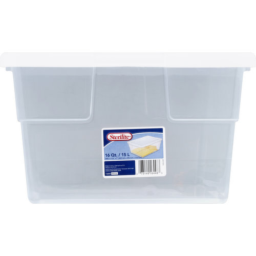 Wholesale Sterilite Storage Box w/Lid - 16qt CLEAR/WHITE