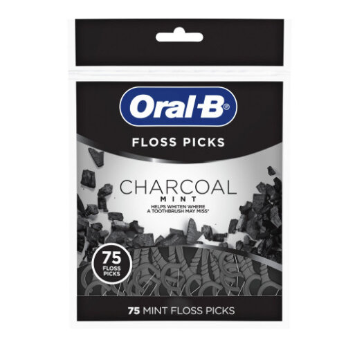 Oral B  Charcoal Infused Mint Dental Floss Picks 
