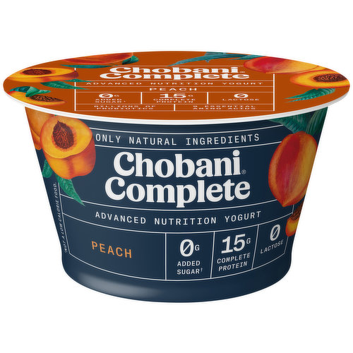 Chobani Complete Yogurt, Greek, Low-Fat, Peach