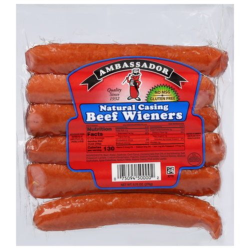 Ambassador Wieners, Natural Casing, Beef