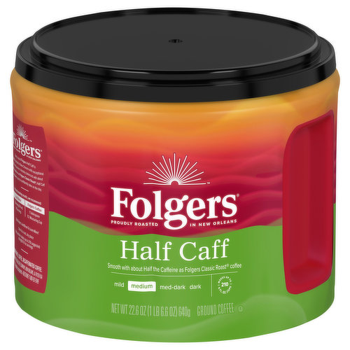 Folgers Coffee, Ground, Half Caff, Medium