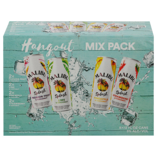 Malibu Malt Beverage, Sparkling, Hangout Mix Pack
