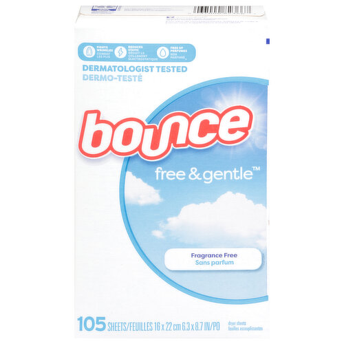 Bounce Dryer Sheets, Free & Gentle