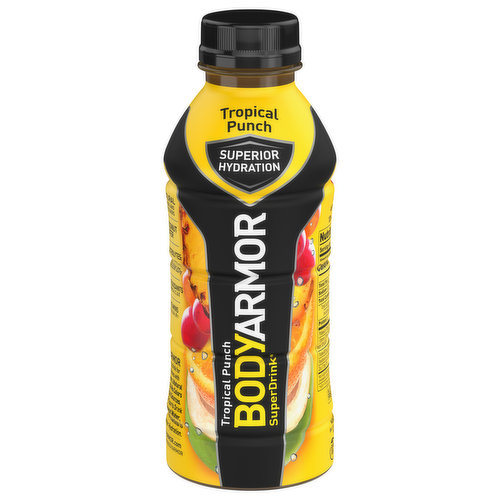Superior hydration. Natural flavors and sweeteners. Coconut water. Bodyarmor is the sports drink for today's athletes with natural flavors, natural sweeteners & no colors from artificial sources. Bodyarmor sports drink combines coconut water, antioxidants & vitamins to provide superior hydration. Antioxidants: Vitamins A, C, & E. B Vitamins: B3, B5, B6, B9, B12. 10% coconut water. Please recycle.