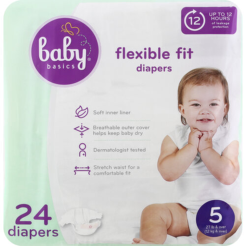 12 kg & over. 27 lb & over (12 kg & over). Up to 12 hours of leakage protection. Soft inner liner. Breathable outer cover helps keep baby dry. Dermatologist tested. Stretch waist for a comfortable fit. 100% quality guaranteed. Like it or let us make it right. That's our quality promise. supervaluprivatebrands.com. Made in Mexico.