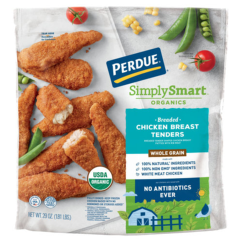 Perdue Simply Smart Organics Chicken Breast Tenders, Breaded, Whole Grain