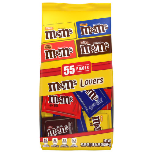 M&M's Chocolate Candies, Assorted, Lovers, Fun Size, 55 Pieces