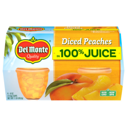 Del Monte Diced Peaches in 100% Juice, 4 Pack