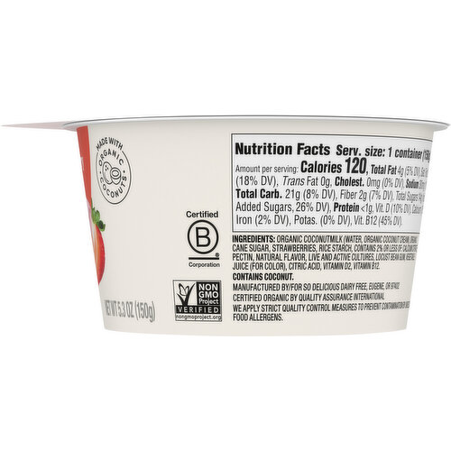 So Delicious Dairy Free Yogurt Alternative, Strawberry, Coconut