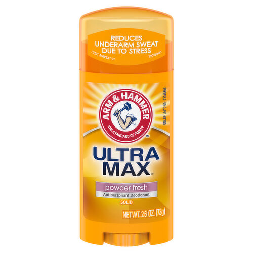 Arm & Hammer Ultra Max Antiperpirant Deodorant, Powder Fresh, Solid