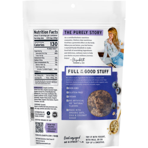 Purely Elizabeth Ancient Grain Granola, Blueberry Hemp