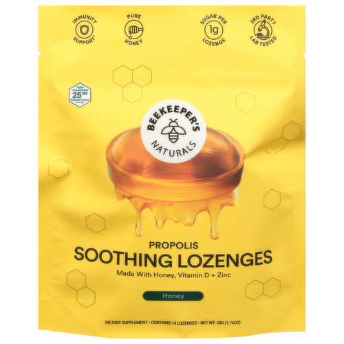 Beekeeper's Naturals Soothing Lozenges, Propolis, Honey