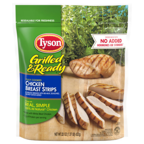 Tyson Grilled And Ready Grilled & Ready Grilled & Ready Fully Cooked Grilled Chicken Breast Strips, 22 oz. (Frozen)