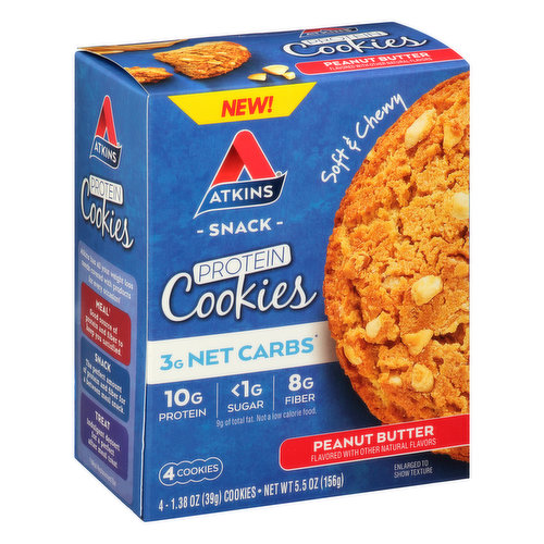 Atkins Protein Cookies, Peanut Butter, Soft & Chewy