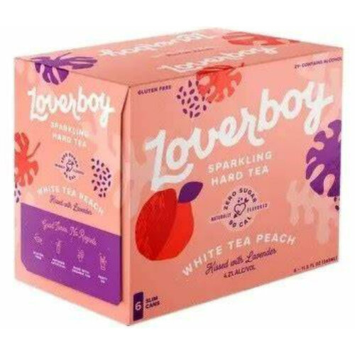 Loverboy White Peach Sparkling Hard Tea, 6 Pack Cans