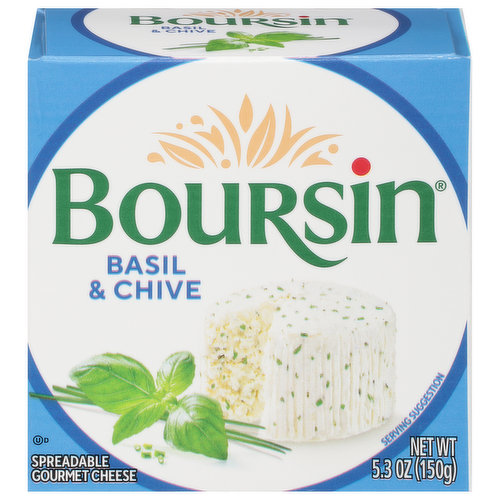 Boursin Cheese, Gourmet, Basil & Chive, Spreadable