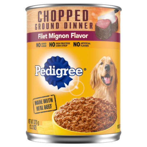 Pedigree Food for Dogs, Filet Mignon Flavor, Chopped Ground Dinner