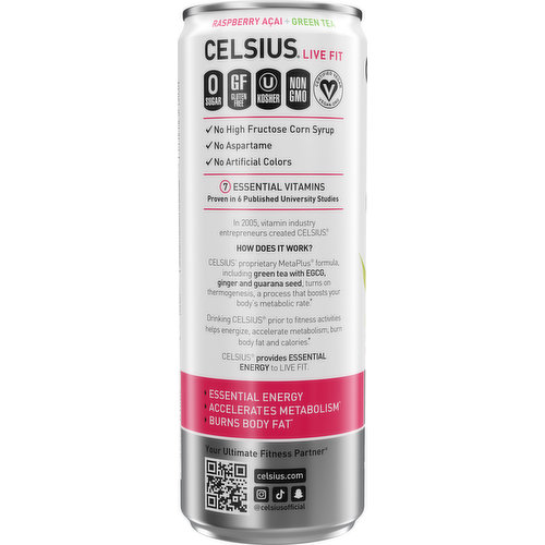 Celsius Live Fit Energy Drink 4 pk - Raspberry Açai Green Tea