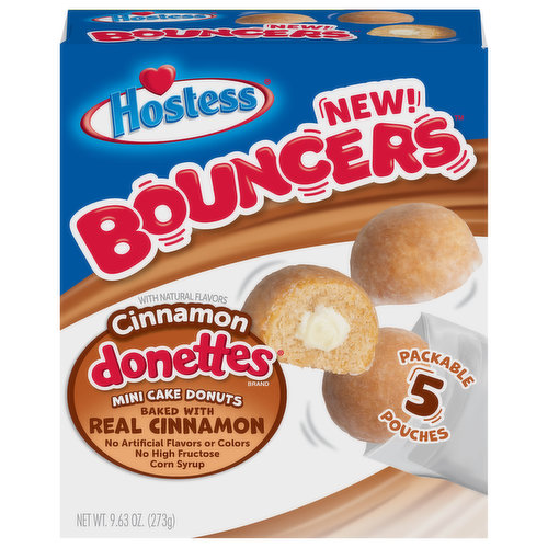 New! Bouncers. No high fructose corn syrup. 5 packable pouches. Snackable. Poppable. Shareable.