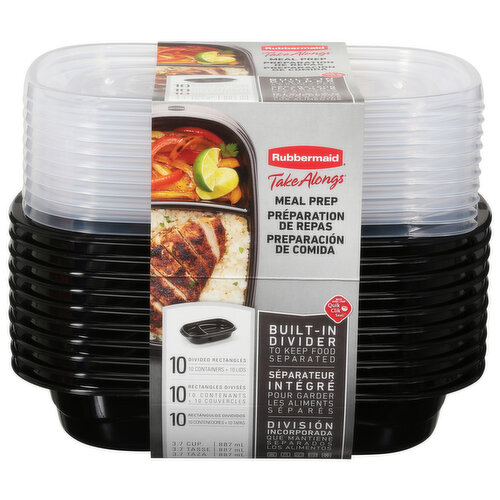 Rubbermaid TakeAlongs Containers & Lids, Divided Rectangles, 3.7 Cup