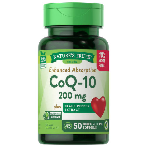 Nature's Truth Vitamin CoQ-10, Enhanced Absorption, 200 mg, Softgels