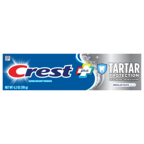 Crest Plus Toothpaste, Anticavity, Fluoride, Regular Paste, Tartar Protection