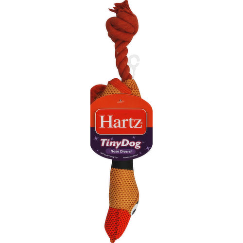 Tuff Stuff Dog Toy. Made from ultra-durable ballistic nylon. Always select toys appropriate for your dog's play habits. Replace if excessive wear or damage occurs. Supervise the use of toys at all times. Not a child's toy. For play only. Contains small parts - ingestion hazard. For dogs under 20 lbs. New material only. Content: polyester fibers. www.hartz.com. Made in China.