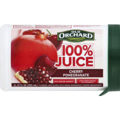 Flavored juice blend, with added ingredients, frozen concentrate. No sugar added (See nutrition information for calorie and sugar content. Not a low calorie food). 120% daily value of vitamin C. Contains 100% juice when properly reconstituted. Please visit us at www.oldorchard.com or call 1-800-330-2173. Naturally gluten free. Please recycle after use.
