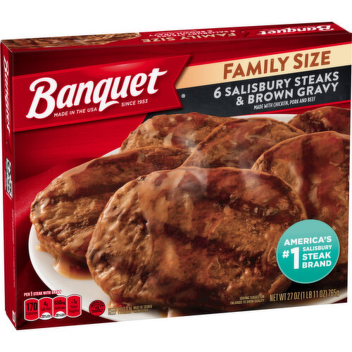Banquet Family Size Frozen Salisbury Steaks & Brown Gravy