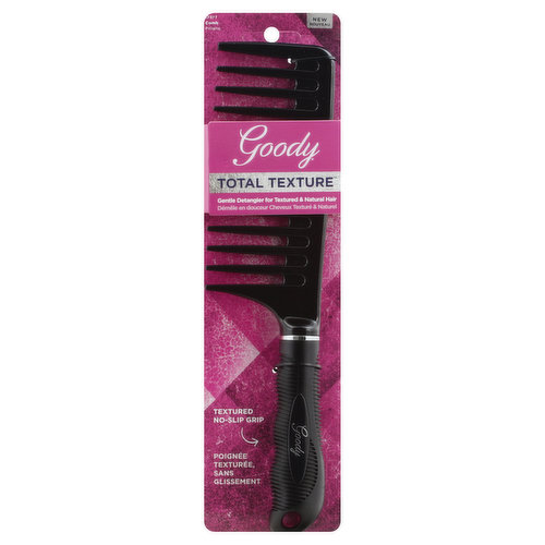Gentle detangle for textured & natural hair. Textured no-slip grip. New.  Goody Styling Since 1907 - Ideal styling tools for your hair needs. Prep, detangle, and style with Goody. Facebook. Instagram. Look Good, (hashtag)FeelGoody. (at)goodyhair & goody.com. We would love to hear from you: 1.800.241.4324. Made in China.