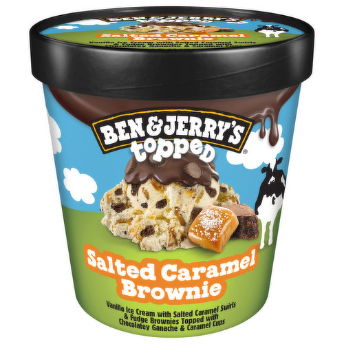 Ben & Jerry's Ice Cream, Salted Caramel Brownie, Topped